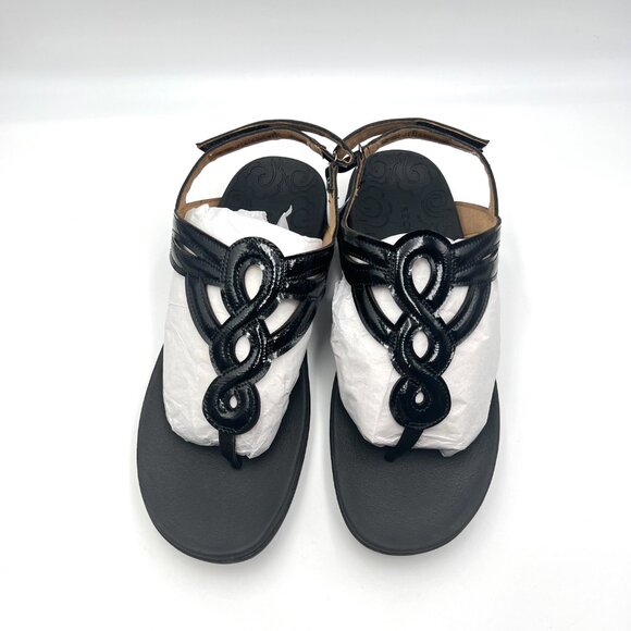 10W‎ 10 WIDE WIDTH Rockport Ramona Black Patent Sandals Shoes - Picture 3 of 12